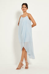 ICE BLUE WRAP SLIP DRESS
