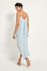 ICE BLUE WRAP SLIP DRESS