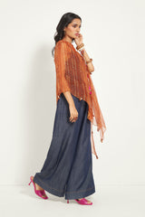 BURNT ORANGE PRINTED CAPE