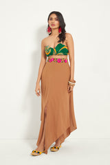 DESERT SAND EMBROIDERED ASYMMETRICAL SKIRT