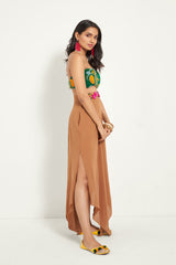DESERT SAND EMBROIDERED ASYMMETRICAL SKIRT