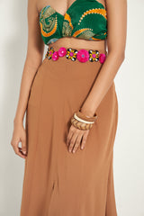 DESERT SAND EMBROIDERED ASYMMETRICAL SKIRT