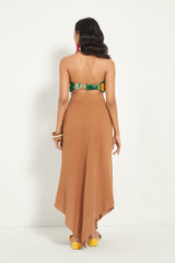 DESERT SAND EMBROIDERED ASYMMETRICAL SKIRT