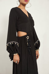 BLACK  CUT-OUT MAXI DRESS