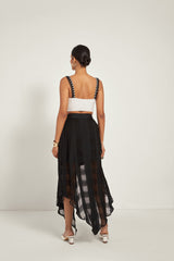BLACK CHECKERED ASYMMETRICAL SKIRT