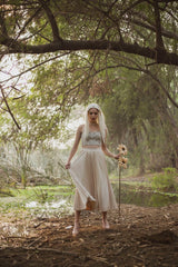 Embroidered Bustier + Pleated Skirt