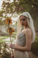 Embroidered Bustier + Pleated Skirt