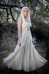 Embroidered Gown With Belt