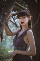 Pleated & Embroidered Gown