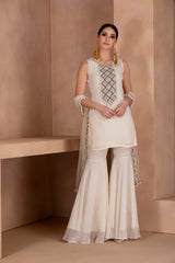 Embroidered Tunic and Palazzo set with Embroidered Stole