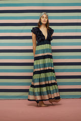 Colour Block Tiered Dress