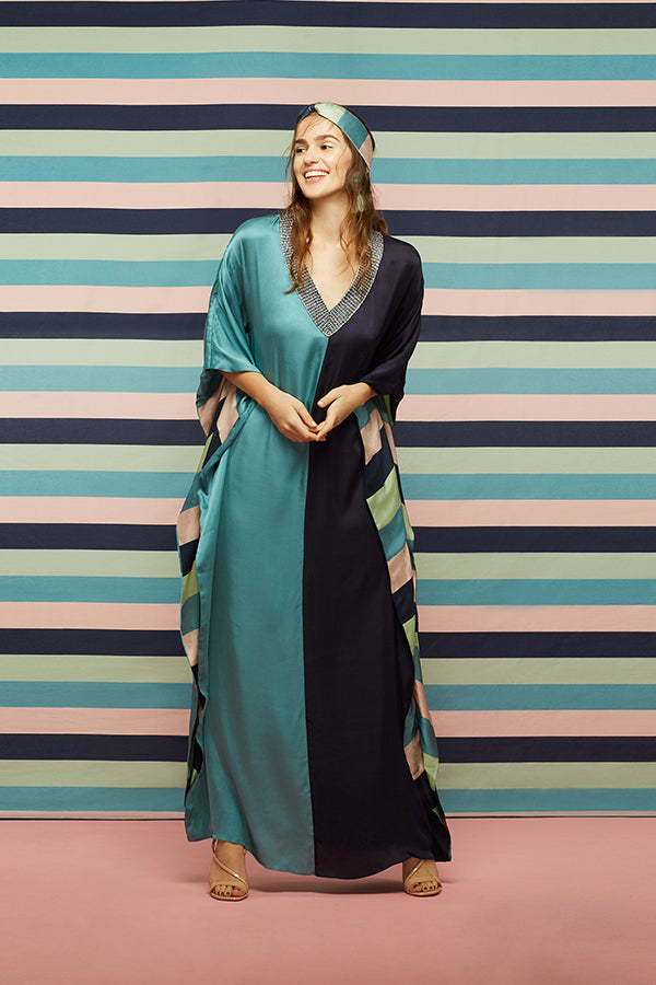 Colour Block Kaftan Maxi Dress