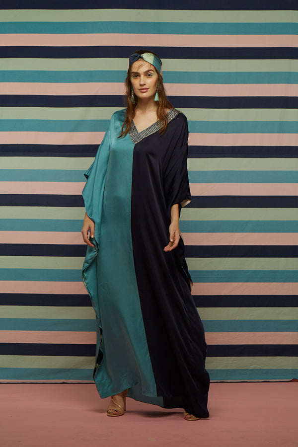 Colour Block Kaftan Maxi Dress