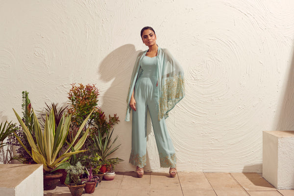 Embroidered Jumpsuit , Embroidered Cape or Set