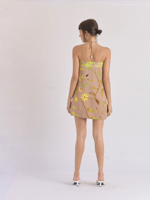Malia Scarf Halter Mini Dress (Earth)