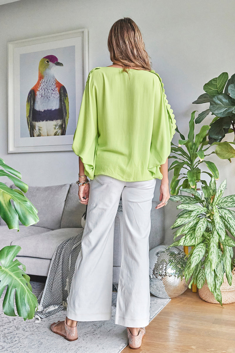 LIME GREEN  SCALLOPED TOP
