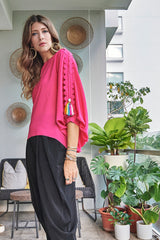 HOT PINK SCALLOPED TOP