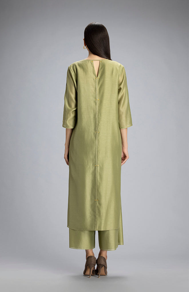 Subira Leaf Green Suit Set In Chanderi