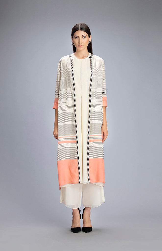 Soraya Ivory Jacket Set In Silk