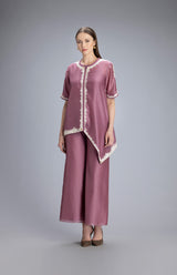 Miah Dusty Lilac Shirt Set In Chanderi