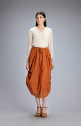 Ebele Tan Skirt In Thin Chanderi