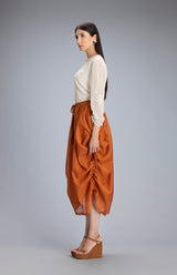 Ebele Tan Skirt In Thin Chanderi