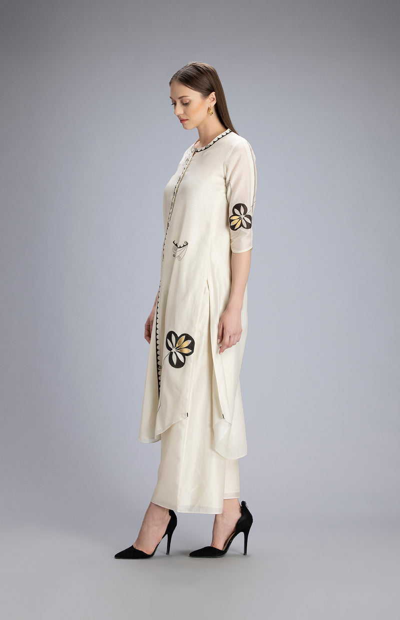 Lewa Ivory Tunic In Chanderi Silk