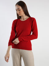 Round Neckline Cashmere Sweater KKS-3381-RED