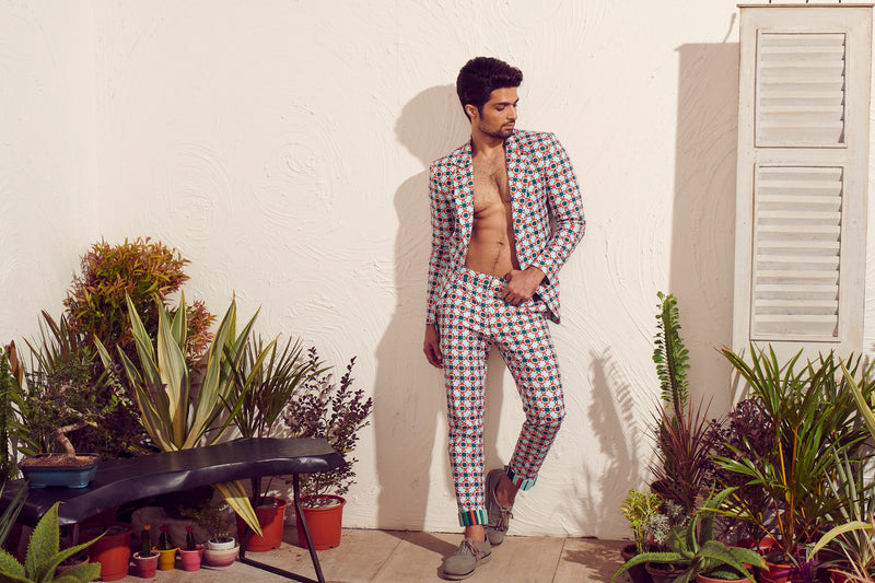 Men's Statement Printed Jacket and Trousers