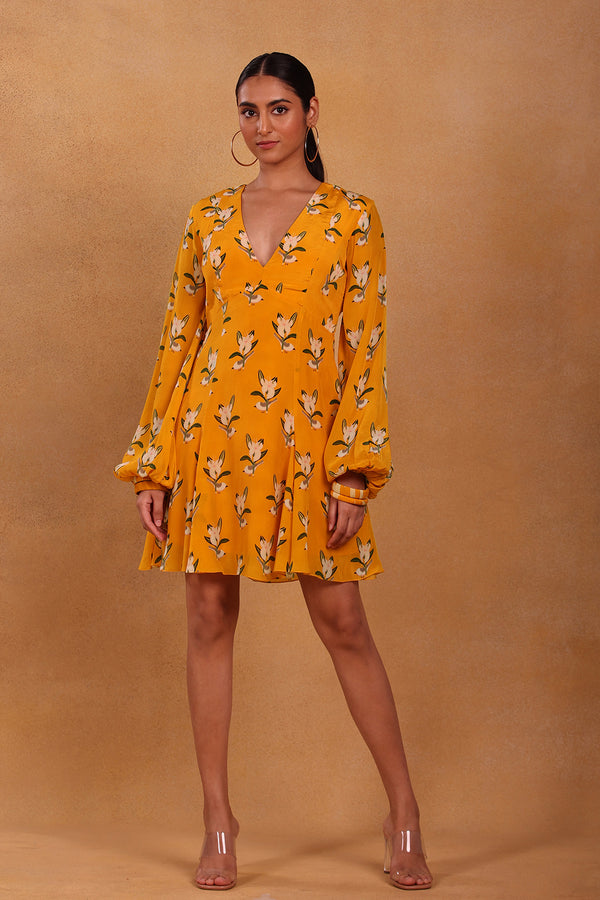 Yellow Canary Blossom Skater Dress - Masaba