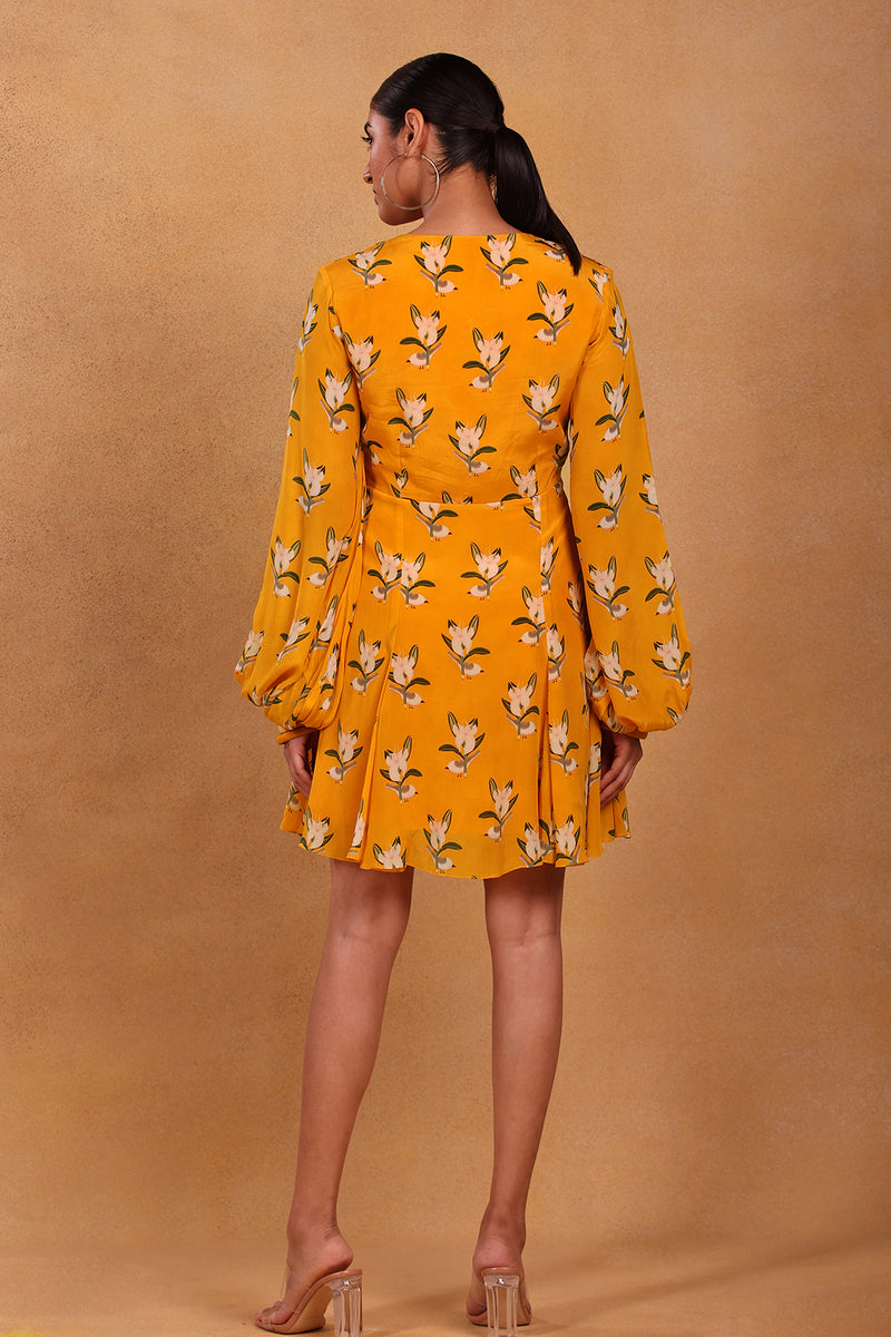 Yellow Canary Blossom Skater Dress - Masaba