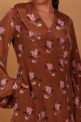 Brown Canary Blossom Peter Pan Dress - Masaba