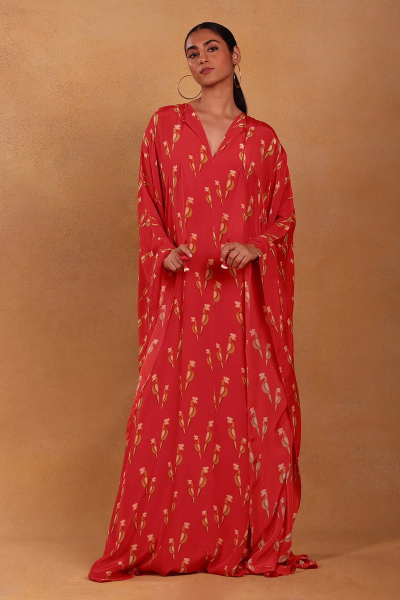 Red Feather Pop Kaftan - Masaba