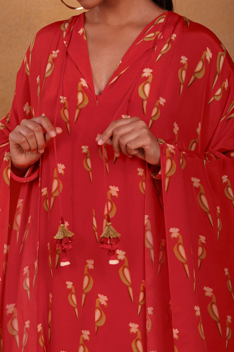 Red Feather Pop Kaftan - Masaba