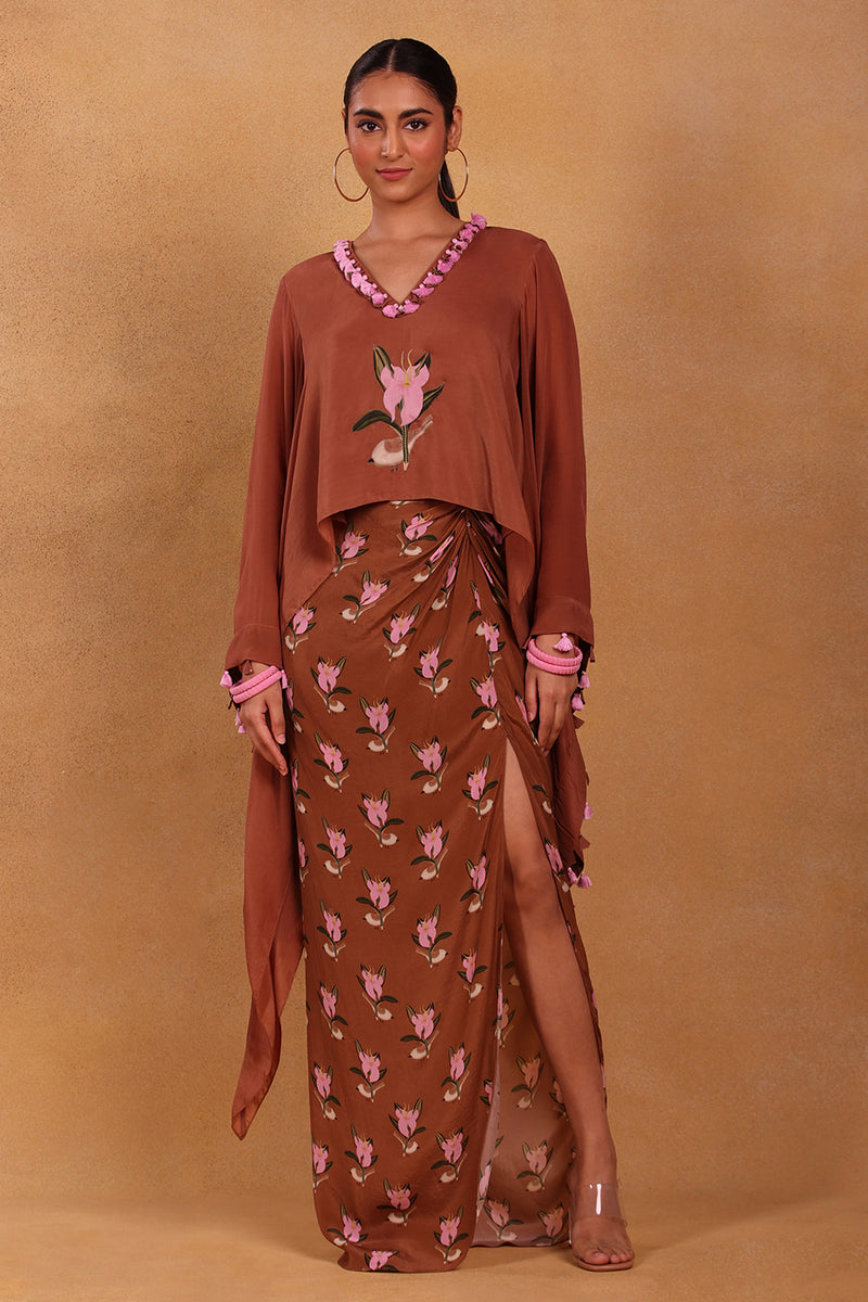 Brown Canary Blossom Cape Set - Masaba