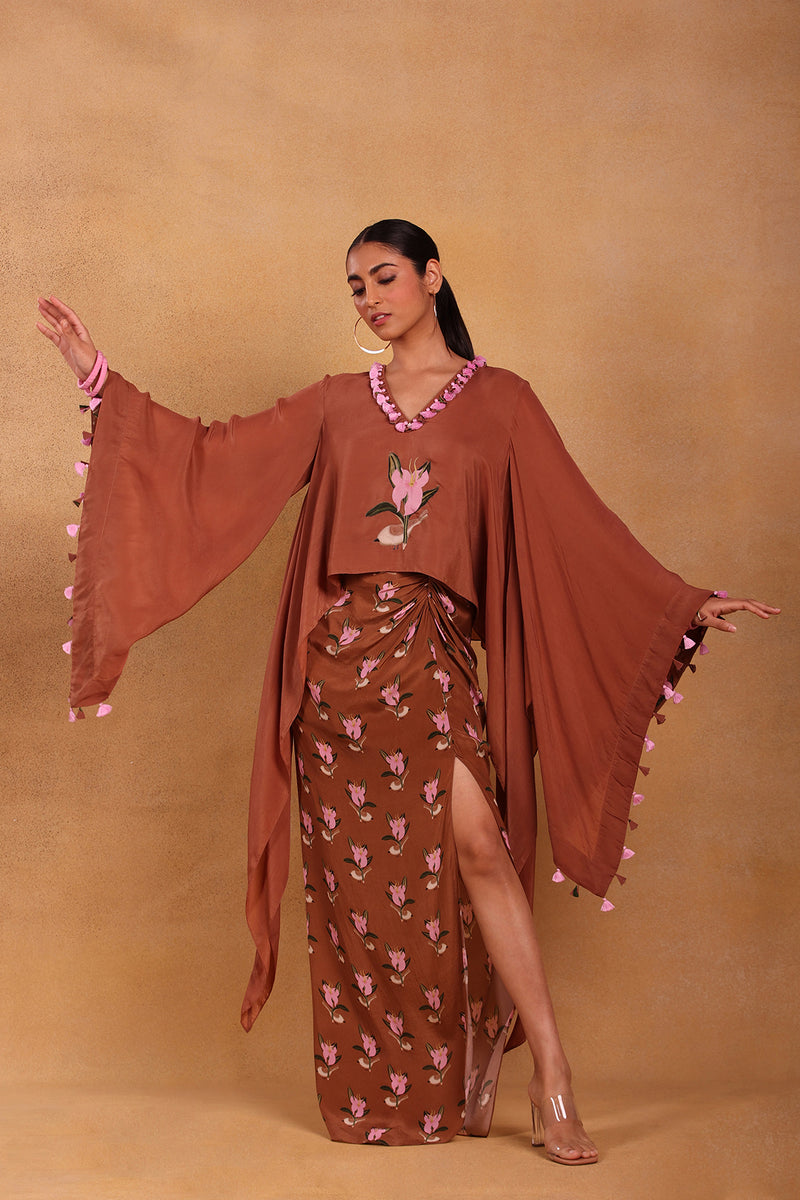 Brown Canary Blossom Cape Set - Masaba