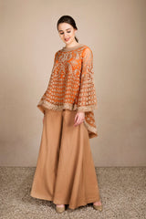 Embroidered Cape Top & Plazzo Pants