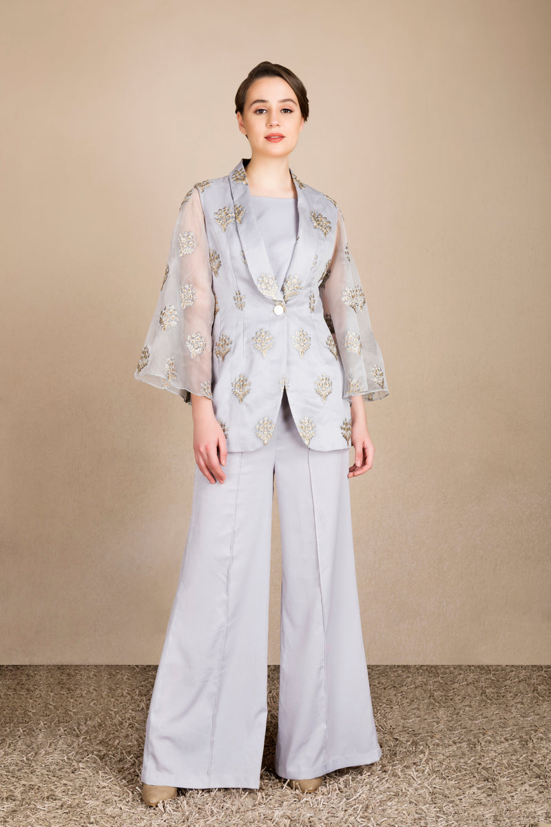 Embroidered PantSuit Bell Pants