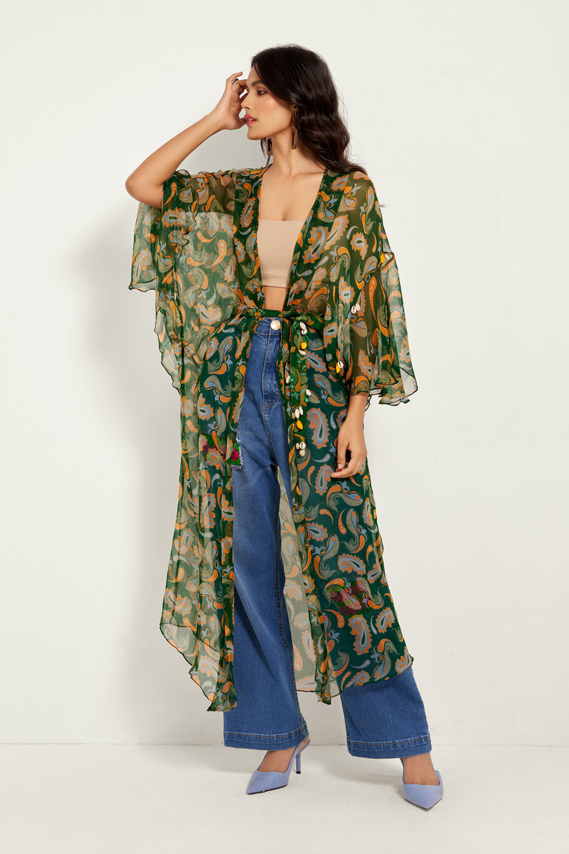 GREEN PAISLEY DUSTER