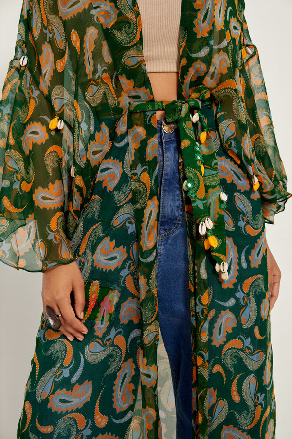 GREEN PAISLEY DUSTER