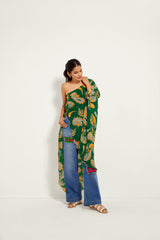 GREEN PAISLEY ONE SHOULDER TUNIC