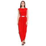 Draped Dress & Cape Set - Red