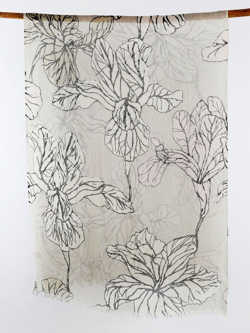 Grey Silk Cashmere Printed Scarf SSS/K 11488C