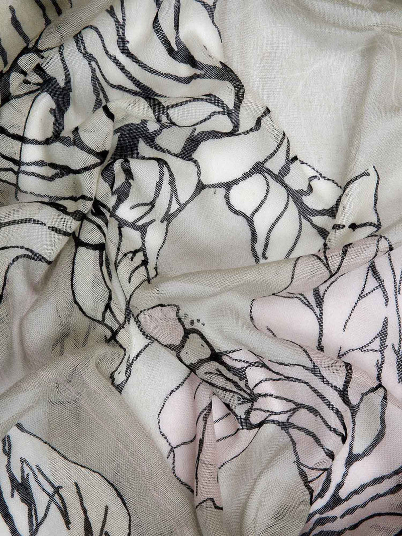 Grey Silk Cashmere Printed Scarf SSS/K 11488C