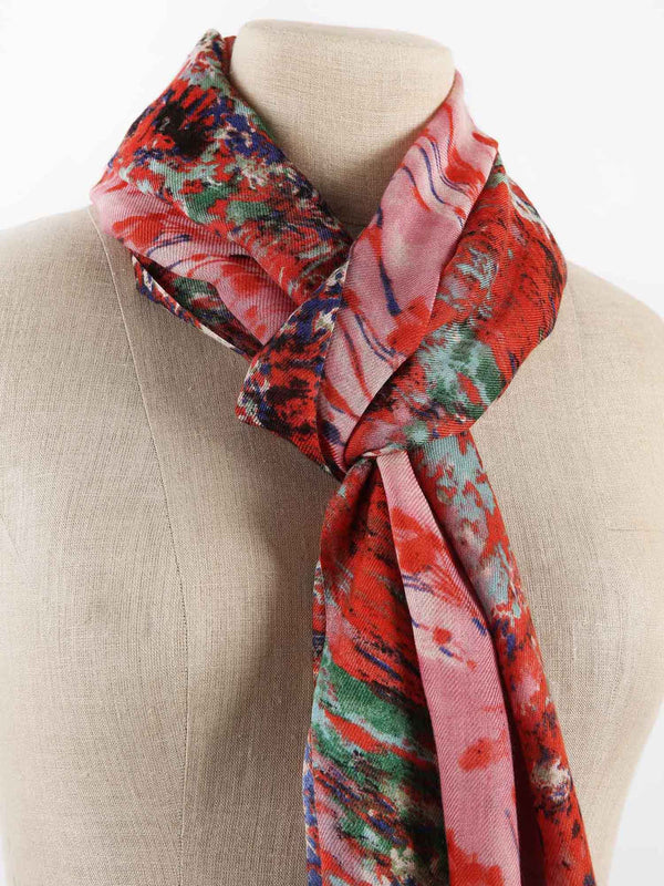 Cashmere Red Printed Scarf SSS/N60'S 8429A